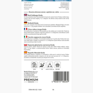 Cavolo cappuccio rosso Koda - Croccante, succoso, pieno di vitamine, perfetto per insalate - Brassica oleracea convar. capitata var. rubra
