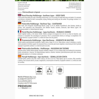 Prezzemolo Halblange - tipo Berlinese - Nastro preseminato - Molto produttiva, adatta alla conservazione