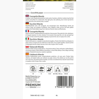 Zucchino Wanda - Varietà precoce ideale per griglia e insalate - Cucurbita pepo