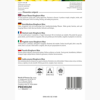 Fagiolo nano - Kinghorn Wax - Chiari, senza fili, baccelli sodi
