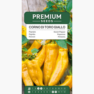 Peperone Corno di Toro Giallo - Precoce, produttivo, frutti intensamente gialli