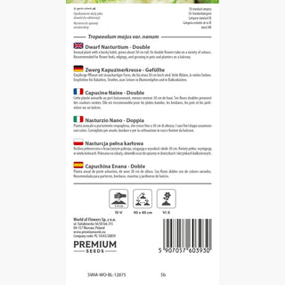 Nasturzio Nano - Doppia - Decorativa attira impollinatori - Tropaeolum majus var. nanum