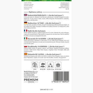 Ravanello di 18 giorni De dix-huit jours - Raccolto veloce, sapore delicato, succoso e croccante