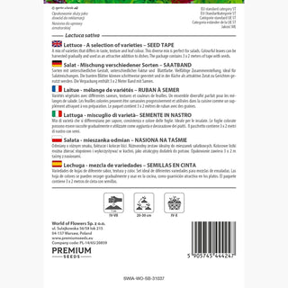 Lattuga - miscuglio di varietà - Nastro preseminato - Colori e sapori vari, crescita rapida