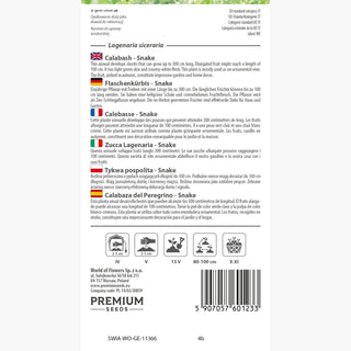 Zucca Lagenaria - Snake - Frutti spettacolari dalla forma serpentina - Lagenaria siceraria