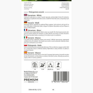 Geranio - Bianco - Ottima per vasi e cassette - Pelargonium zonale