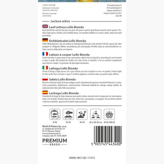 Lattuga Lollo Bionda - Ideale per la coltivazione durante tutta la stagione, resistente al gelo