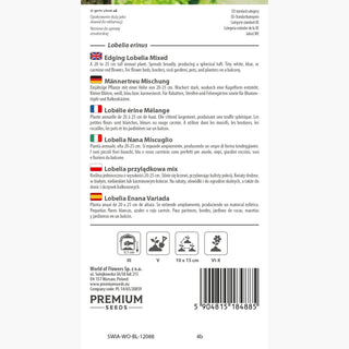 Lobelia Nana Miscuglio - Facile da coltivare, lungo periodo di fioritura, ideale per bordure e contenitori - Lobelia erinus