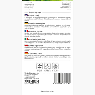 Acetosa da Giardino - Raccolto duraturo, crescita rapida, ricca di vitamine e ferro - Rumex acetosa