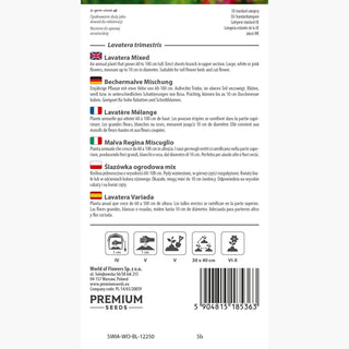 Malva Regina Miscuglio - Grandi fiori bianchi e rosa, ideale per bordure alte - Lavatera trimestris