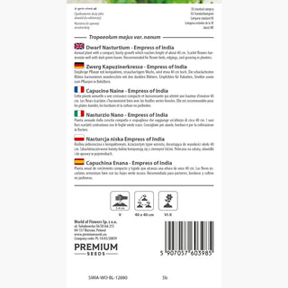 Nasturzio Nano - Empress of India - Riccamente e a lungo fiorita - Tropaeolum majus var. nanum