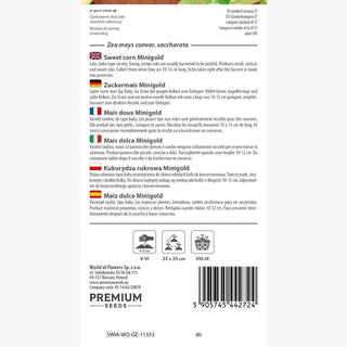Mais dolce Minigold - Dolcezza eccezionale dei chicchi, perfetto per conserve - Zea mays convar. saccharata