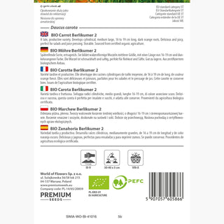 BIO Carota Berlikumer 2 - Varietà biologica abbondante e resistente