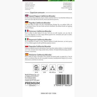 Peperoni - California Wonder - Rosso, dolce, facile da coltivare, perfetto per insalate e ripieni