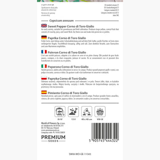Peperone Corno di Toro Giallo - Precoce, produttivo, frutti intensamente gialli