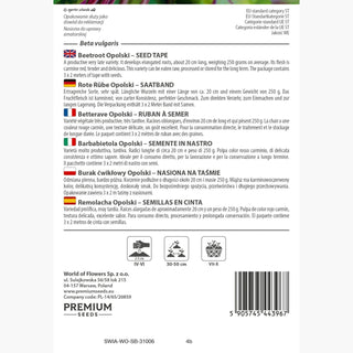 Barbabietola Opolski - Nastro preseminato - Sapore tradizionale - facile da coltivare