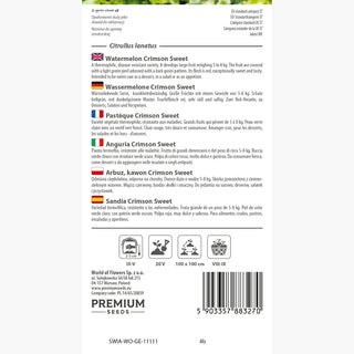 Anguria Crimson Sweet - Frutti giganti e dolci, perfetti per insalate - Citrullus lanatus