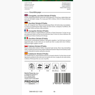 Zucchino - Striato D'Italia - Polpa delicata - perfetta per i piatti