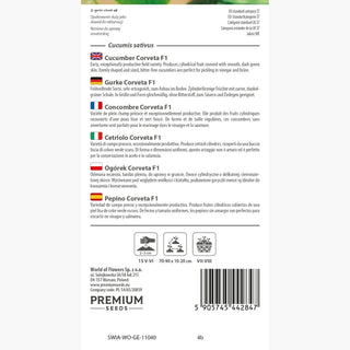 Cetriolo Corveta F1 - Precoce, produttivo, senza amarezza - ideale per insalate e conserve