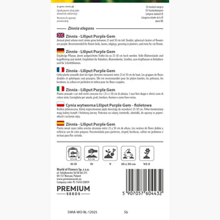 Zinnia - Liliput Purple Gem - Fiori densi e pieni di colore viola - Zinnia elegans