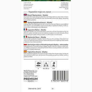 Nasturzio Nano - Alaska - Facile coltivazione in pieno sole - Tropaeolum majus var. nanum