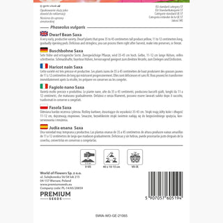 Fagiolo nano - Saxa - Matura presto e produce rapidamente