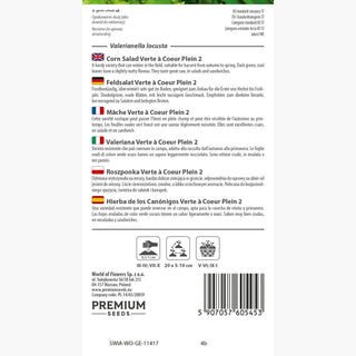 Valeriana - Verte à Coeur Plein 2 - Delicata, precoce e a crescita rapida - Valerianella locusta