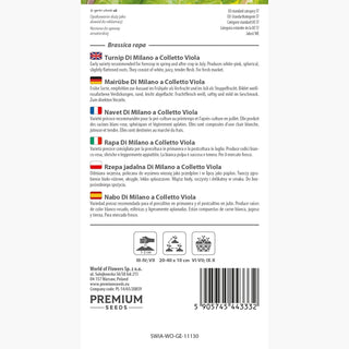 Rapa Di Milano a Colletto Viola - Precoce, con polpa bianca succosa - Brassica rapa