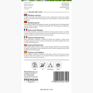 Spinacio Rampicante - Rampicante che delizia nel gusto e nell'aspetto! - Basella alba rubra