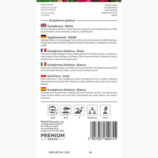 Gomphrena Globosa - Bianco - Bianco delicato per composizioni floreali - Gomphrena globosa