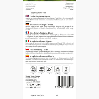 Acroclinium Roseo - Bianco - A lunga fioritura e decorativo da essiccato - Helipterum roseum