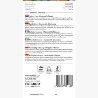 Pisello Odoroso - Mammoth Miscuglio - Dimensioni spettacolari e profumo intenso - Lathyrus odoratus