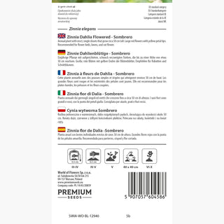 Zinnia fior di Dalia - Sombrero - Miscela di calde tonalità messicane - Zinnia elegans