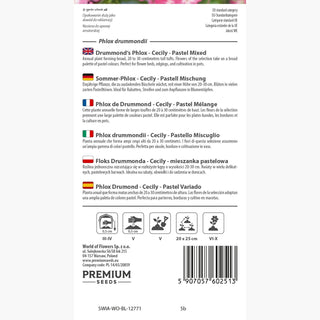 Phlox drummondii - Cecily - Pastello Miscuglio - Fascino pastello del giardino estivo - Phlox drummondii