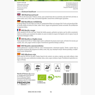 BIO Basilico a foglia rossa - Aroma intenso, tocco originale per il pesto - Ocimum basilicum