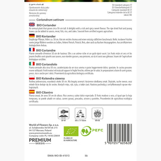 BIO Coriandolo - Ideale per piatti asiatici e messicani - Coriandrum sativum